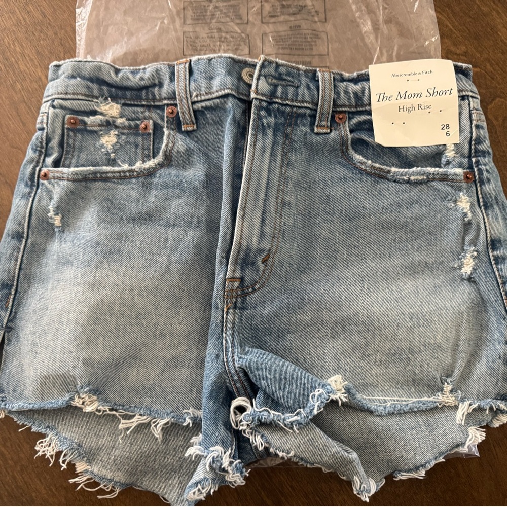 Abercrombie & Fitch Light Blue Distressed Jean Shorts